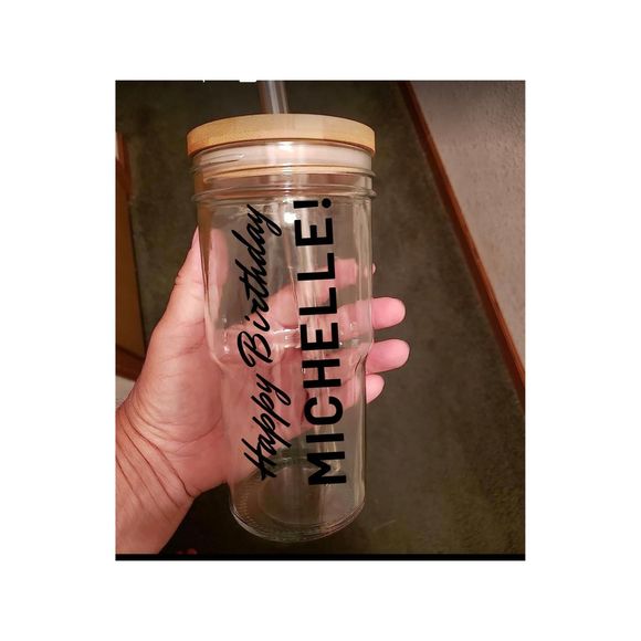 TK Custom Gifts Other - Personalized Iced Coffee Cup, Custom Beer Can Glass, boba cup with Bamboo lid, g
